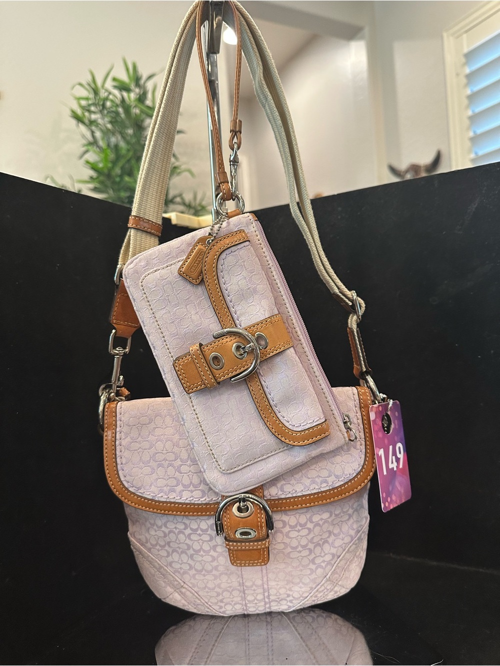 Coach #149 SoHo   Lilac Signature Canvas Crossbody and Wristlet
